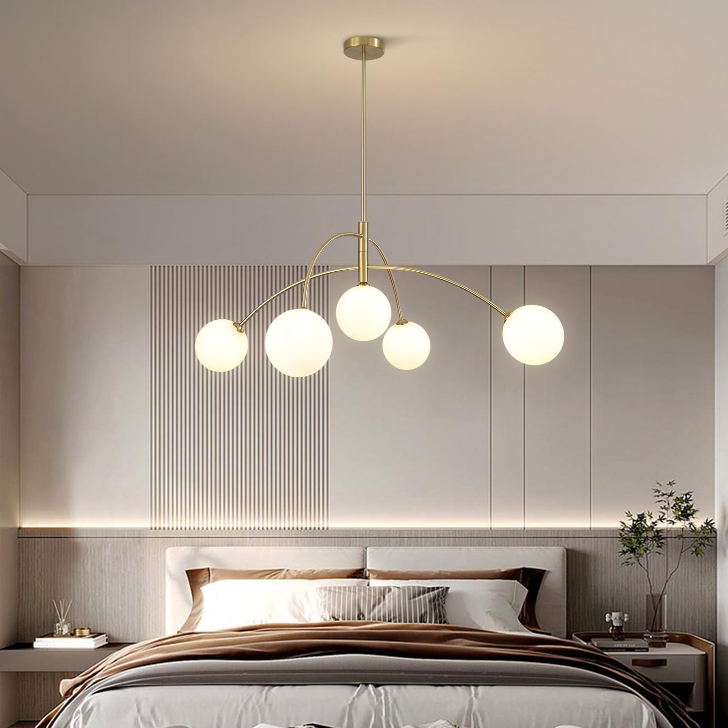 5-Light Gold Sputnik Ceiling Chandelier
