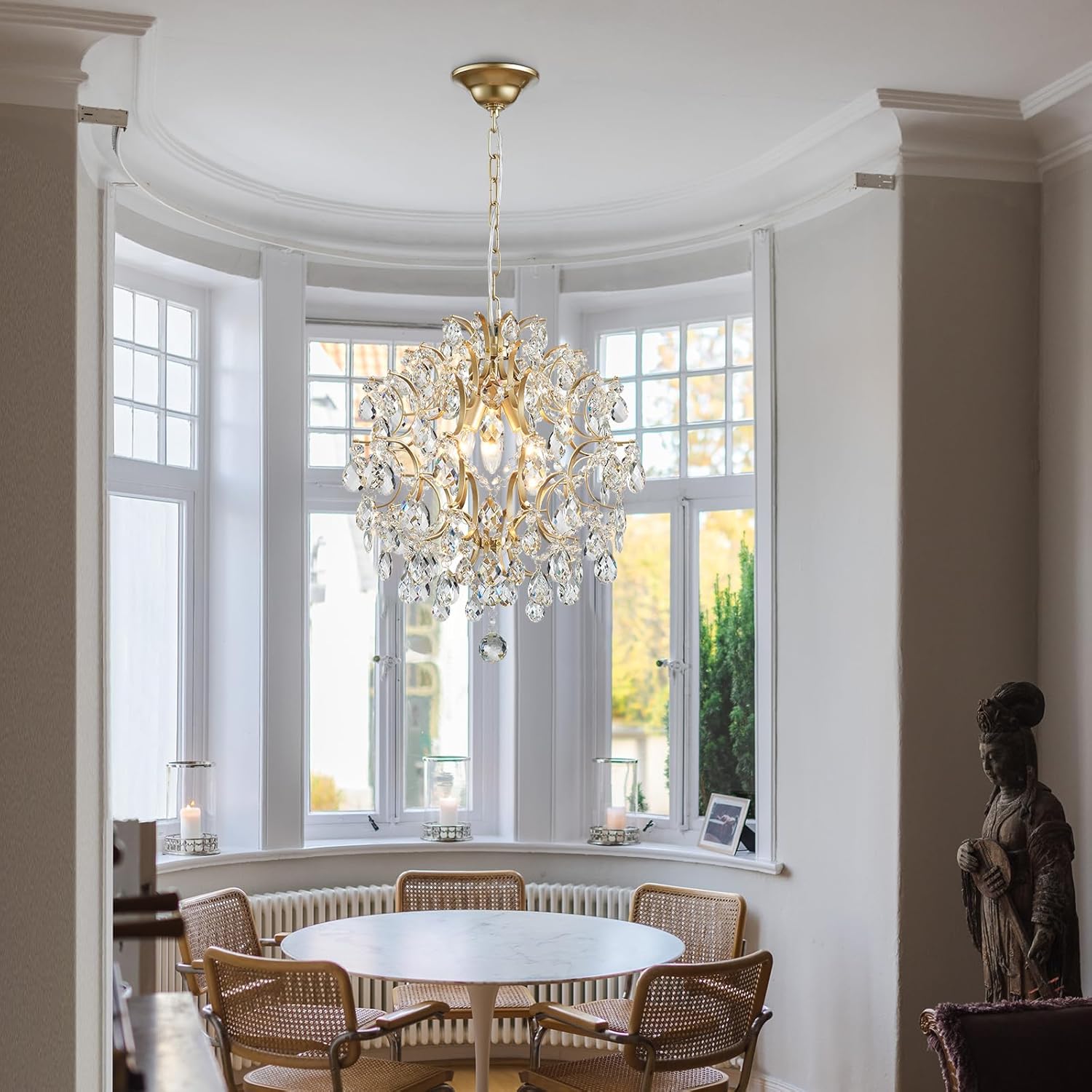 Modern Gold Pendant Chandelier – Crystal Raindrop Lighting