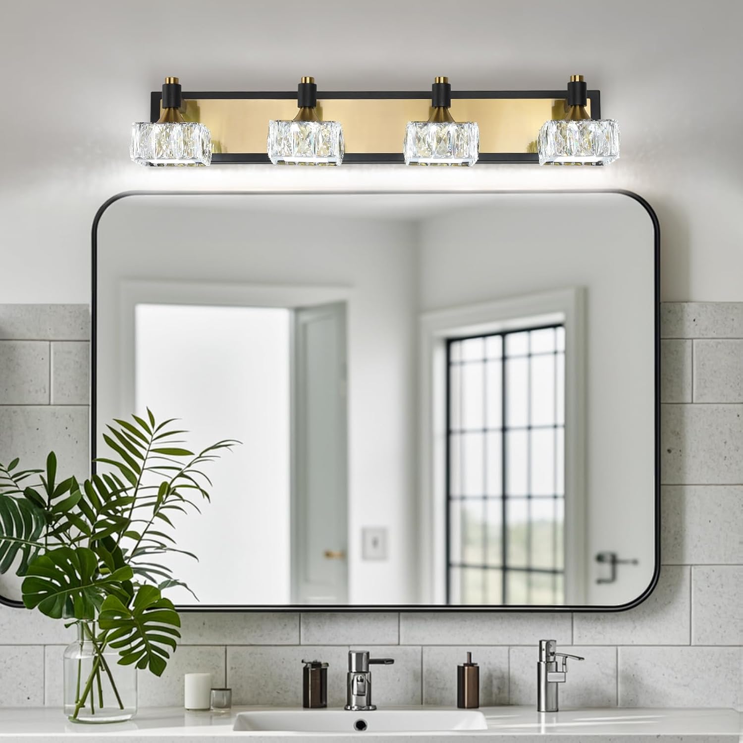 4-Light LED Vanity Light – Gold & Black, 24W