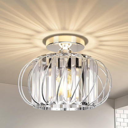 Crystal Chrome Semi Flush Mount Chandelier