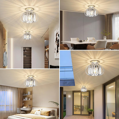 Crystal Chrome Semi Flush Mount Chandelier