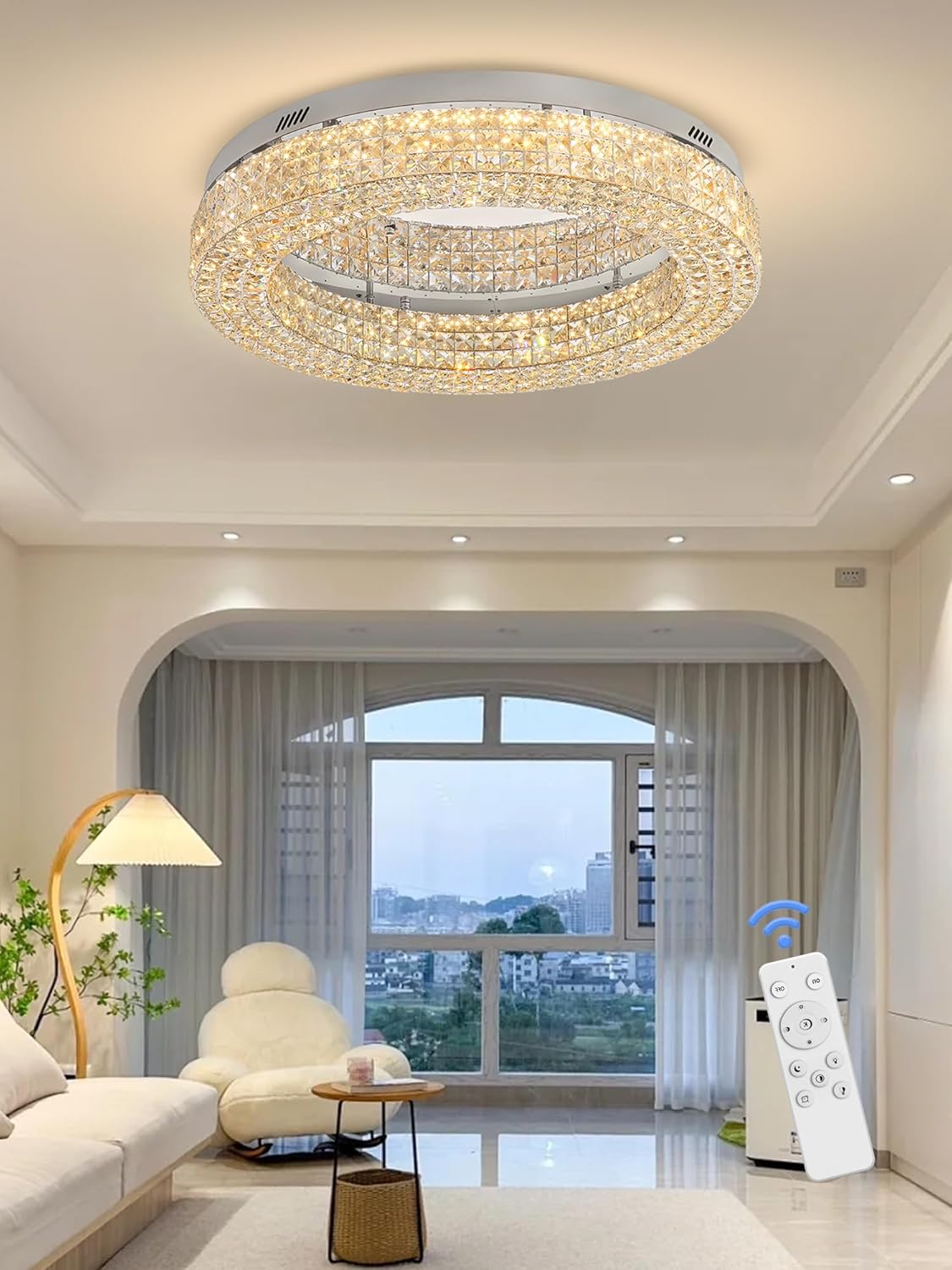 32” Modern Crystal LED Chandelier