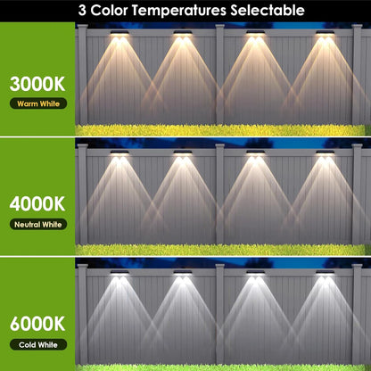 Solar Fence Lights – 8 Pack, 3 Color Modes