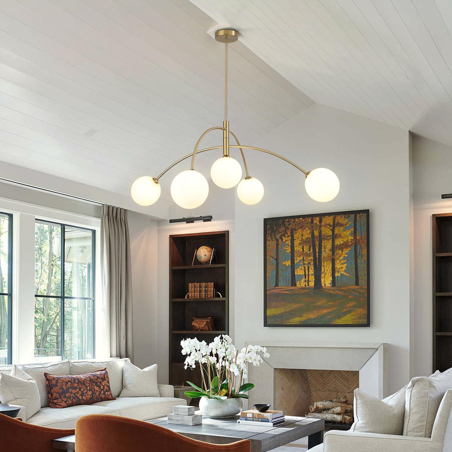 5-Light Gold Sputnik Ceiling Chandelier