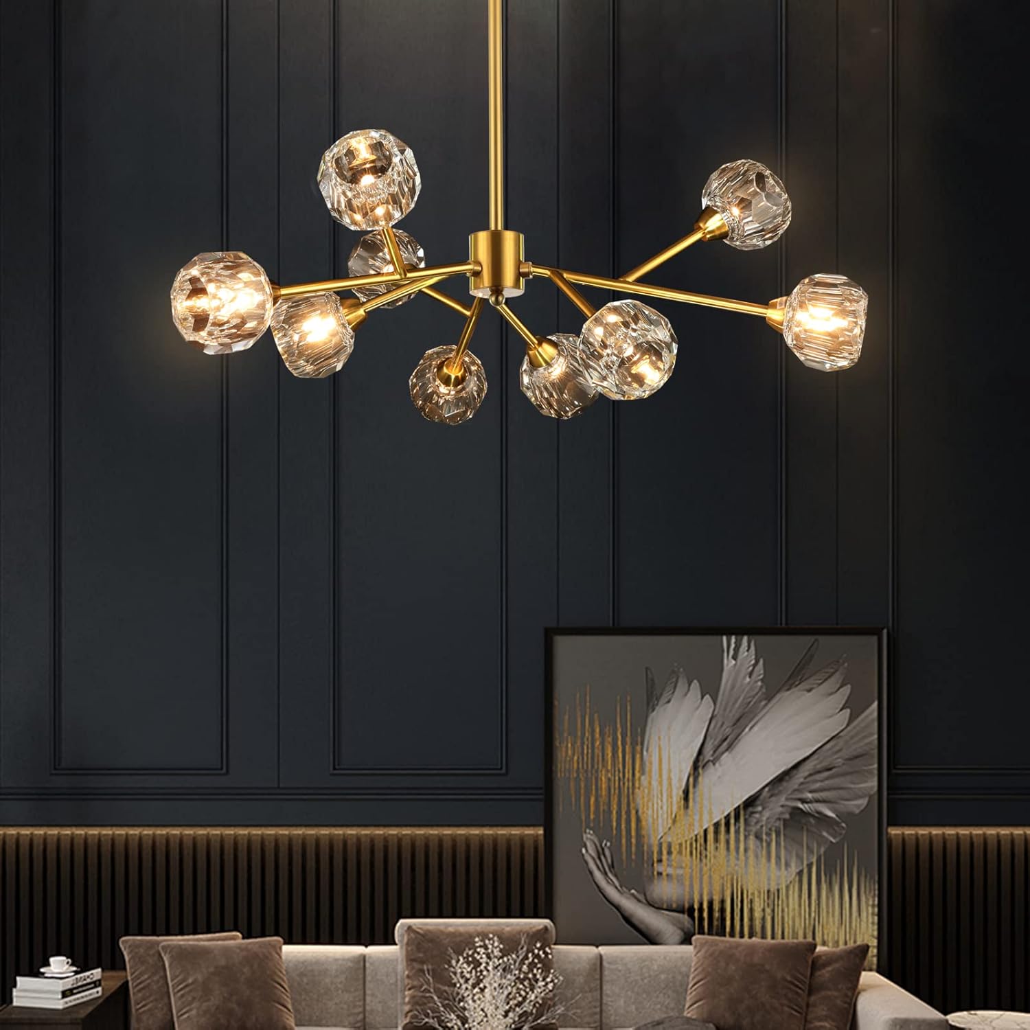 Gold Sputnik Crystal Chandelier – 9 Lights