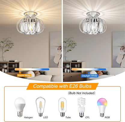 Crystal Chrome Semi Flush Mount Chandelier