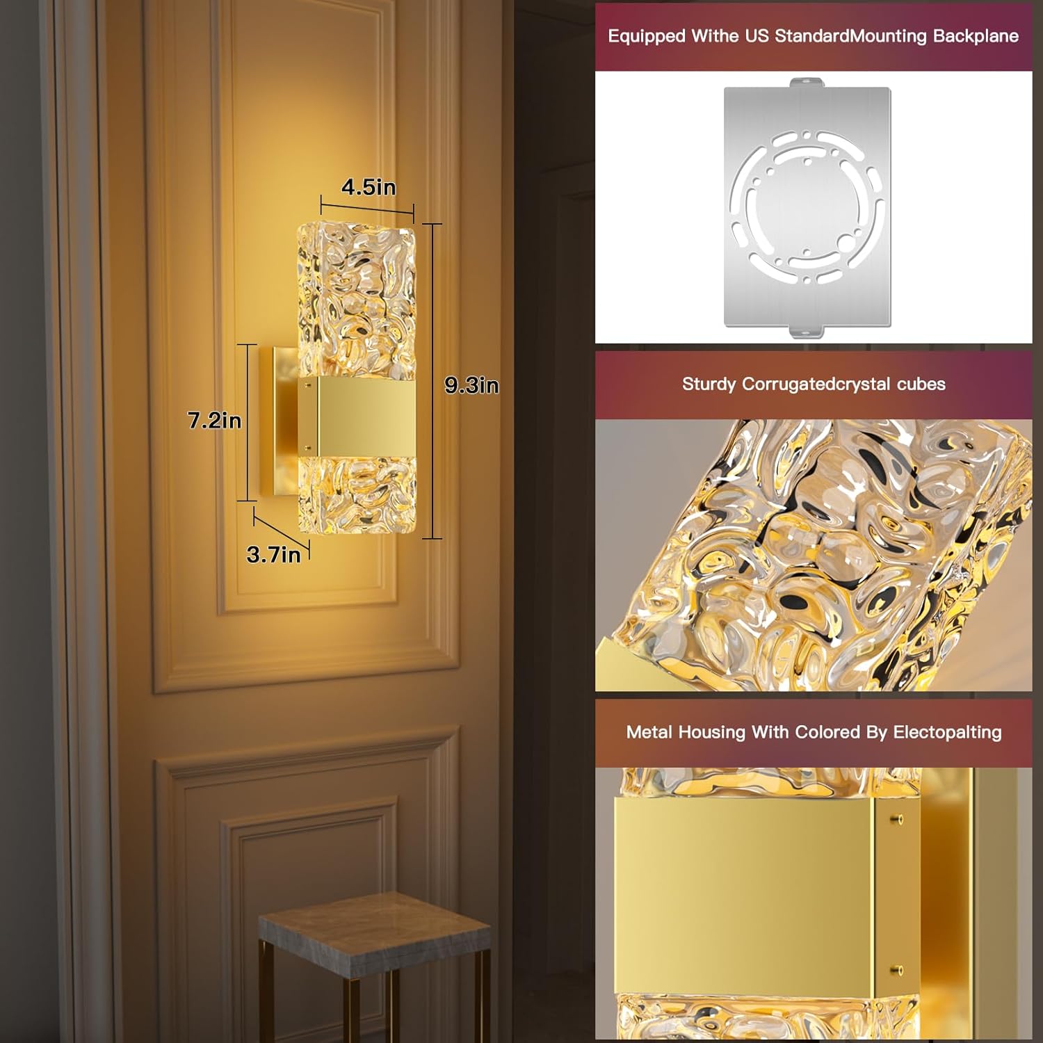 Set of 2 RGB Dimmable LED Wall Sconces with Remote