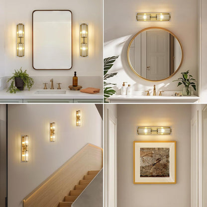 2-Light Brushed Brass Vanity Wall Lamp