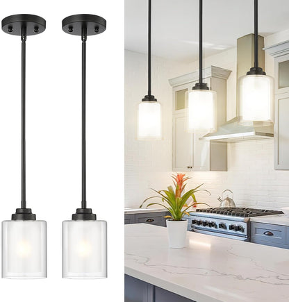 2-Pack Modern Matte Black Pendant Lights – TXPLBK02-2PK