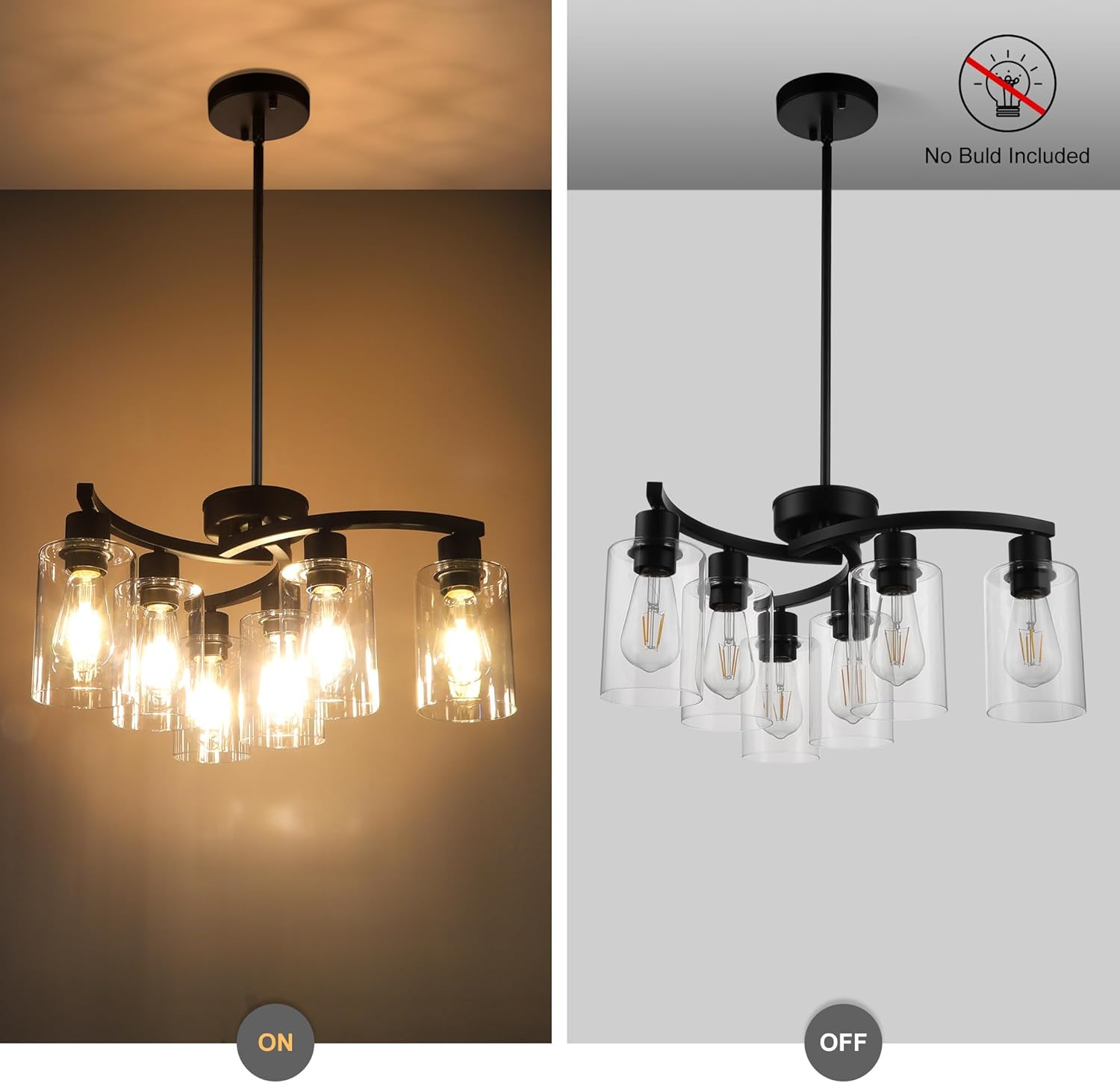 6-Light Modern Farmhouse Chandelier – Black