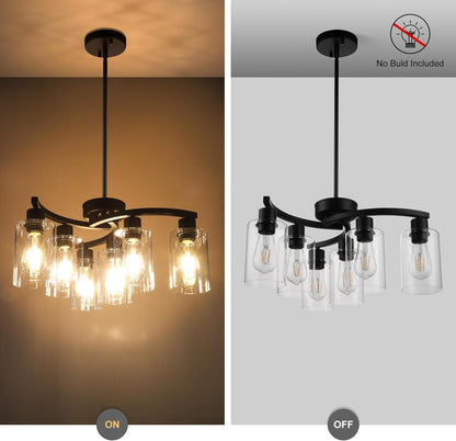 6-Light Modern Farmhouse Chandelier – Black