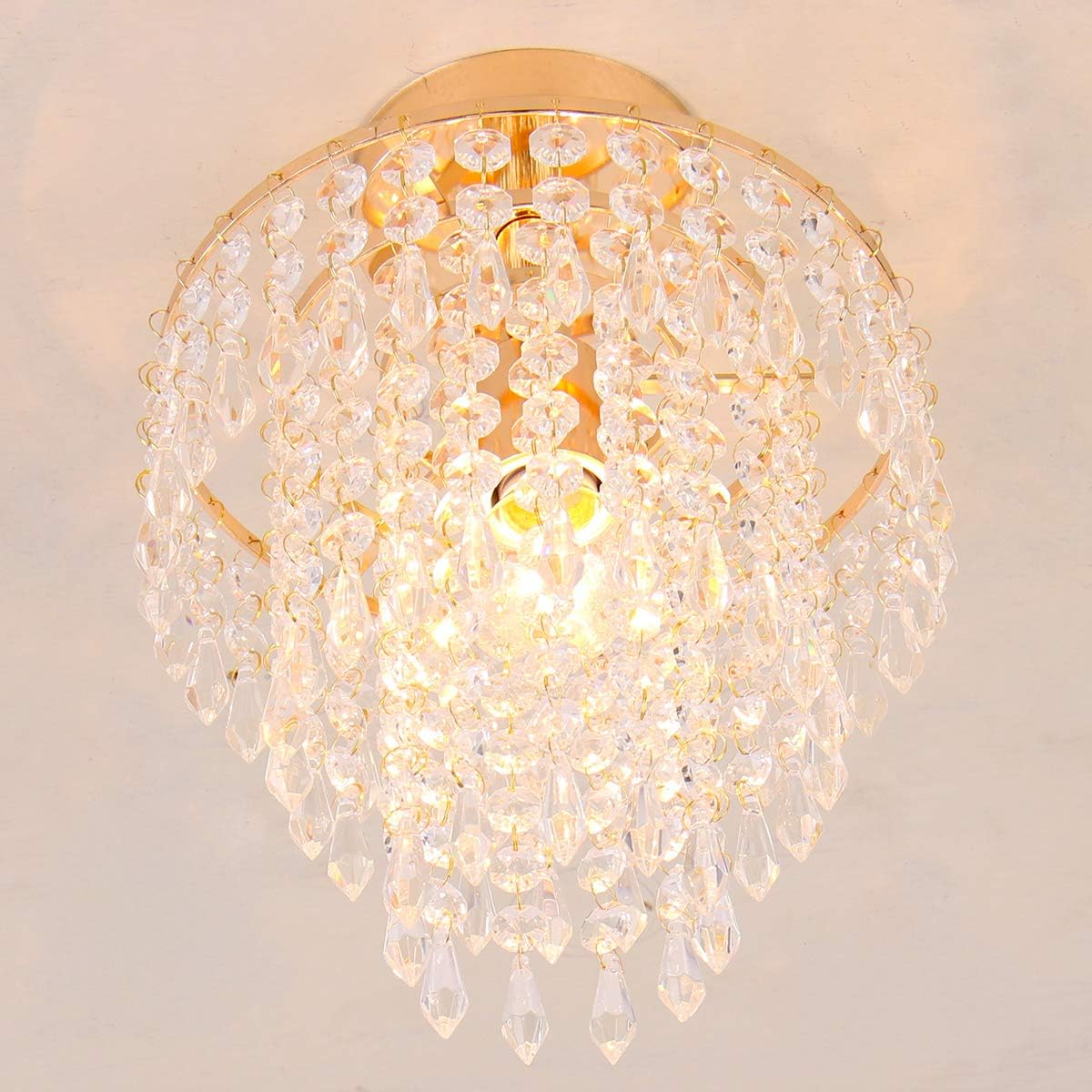 Mini Gold Crystal Flush Mount – 3-Tier