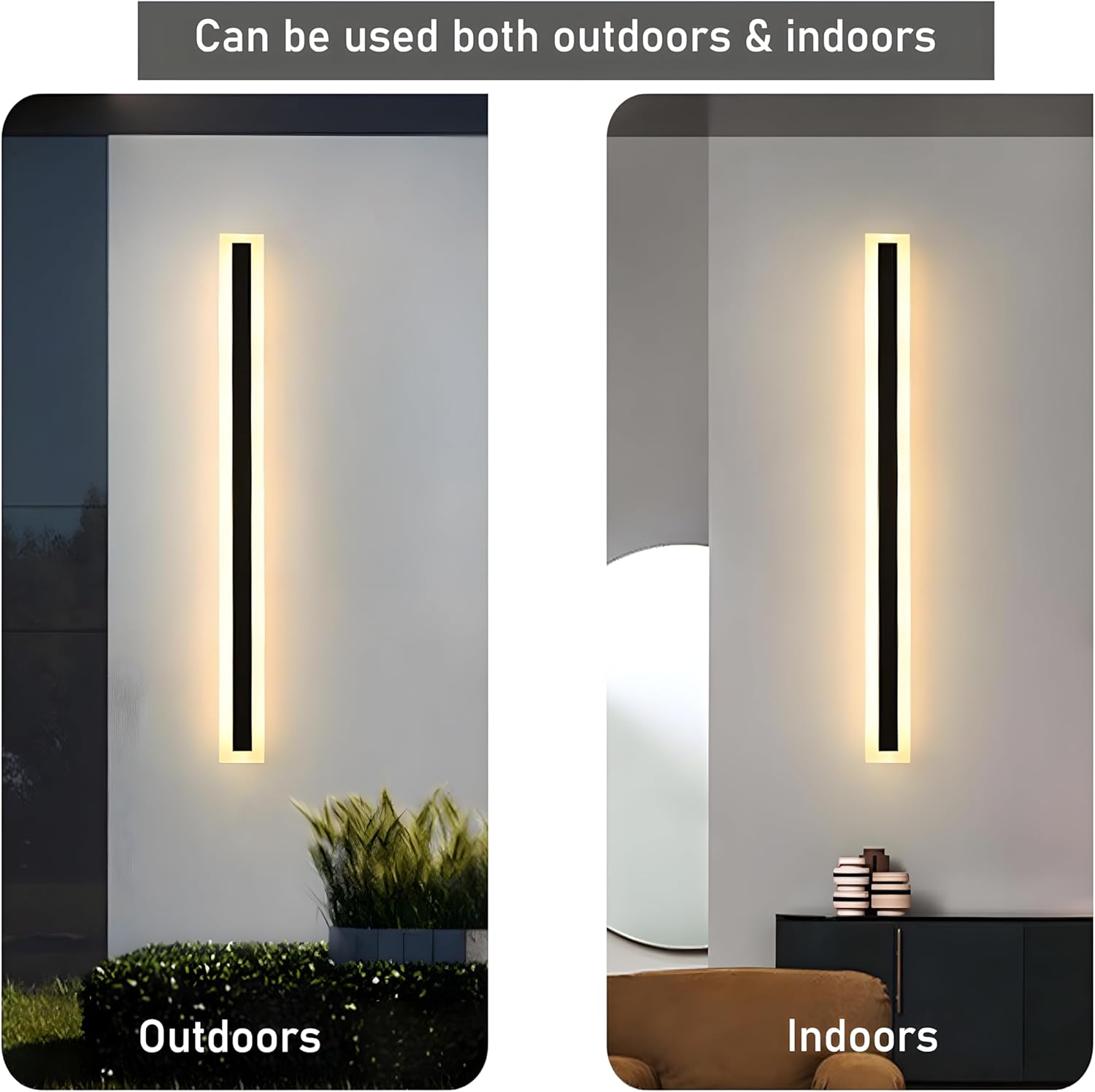 2-Pack 31.5" Outdoor LED Wall Lights, Black
