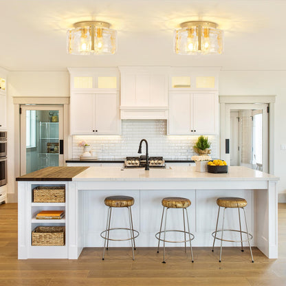 15" Gold Semi Flush Ceiling Light – 3-Light