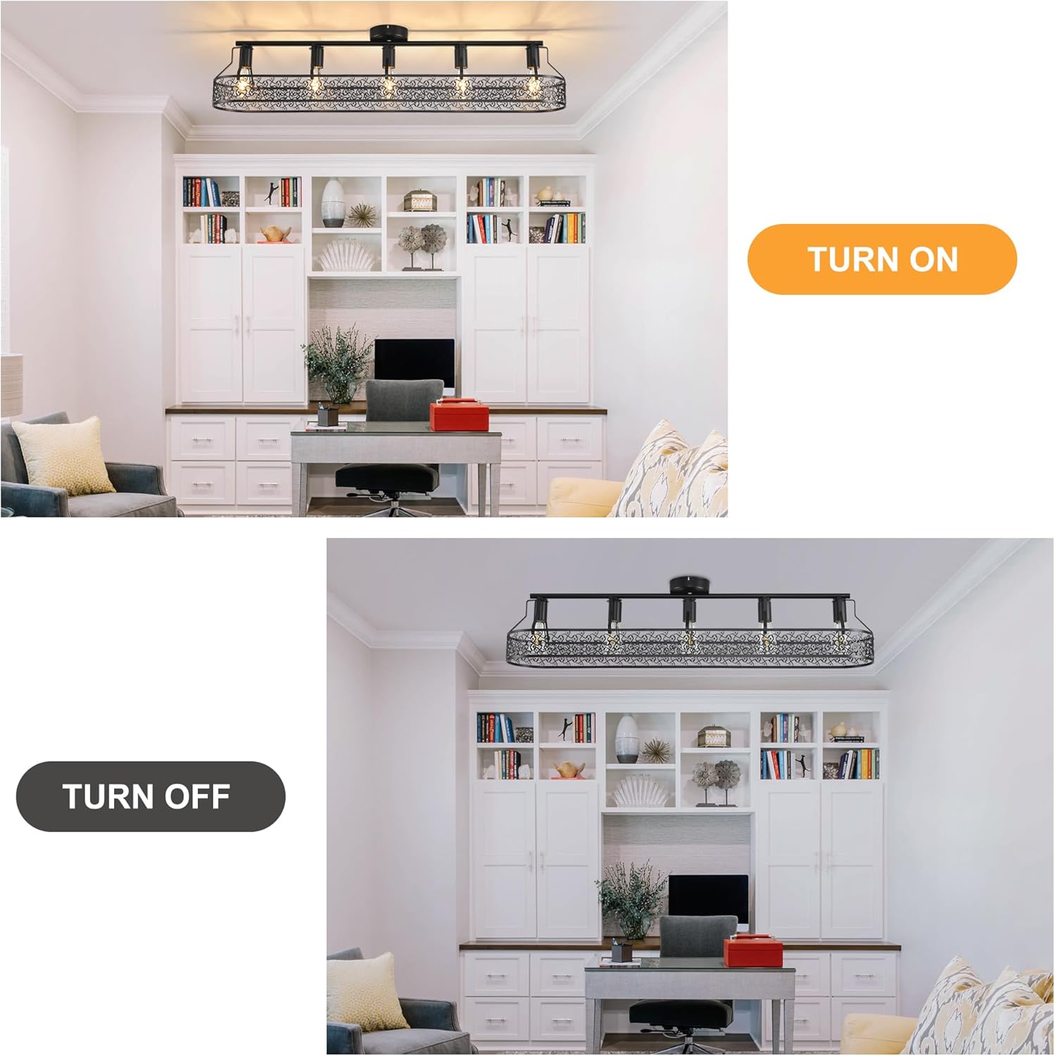 5-Light Black Farmhouse Ceiling Light