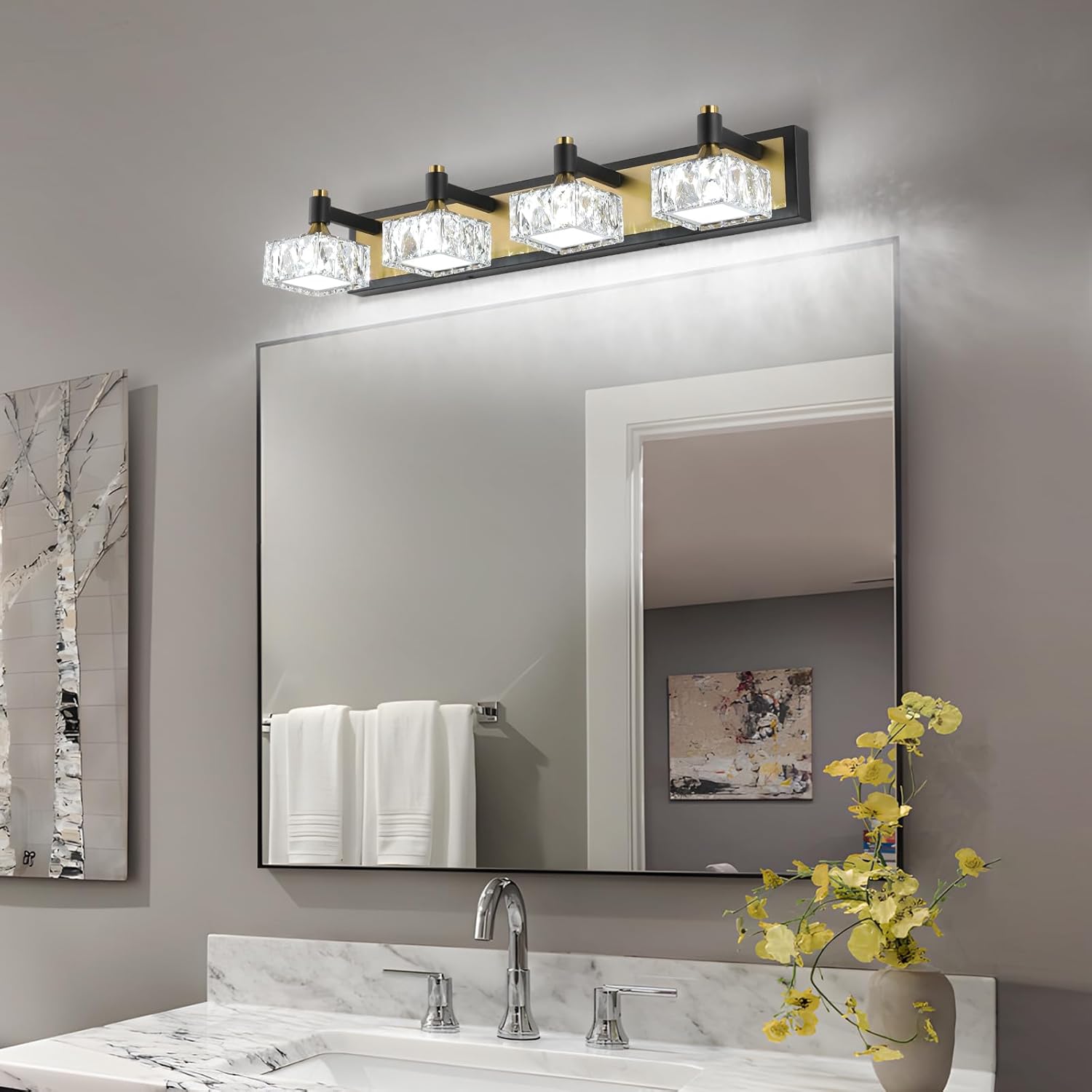 4-Light LED Vanity Light – Gold & Black, 24W