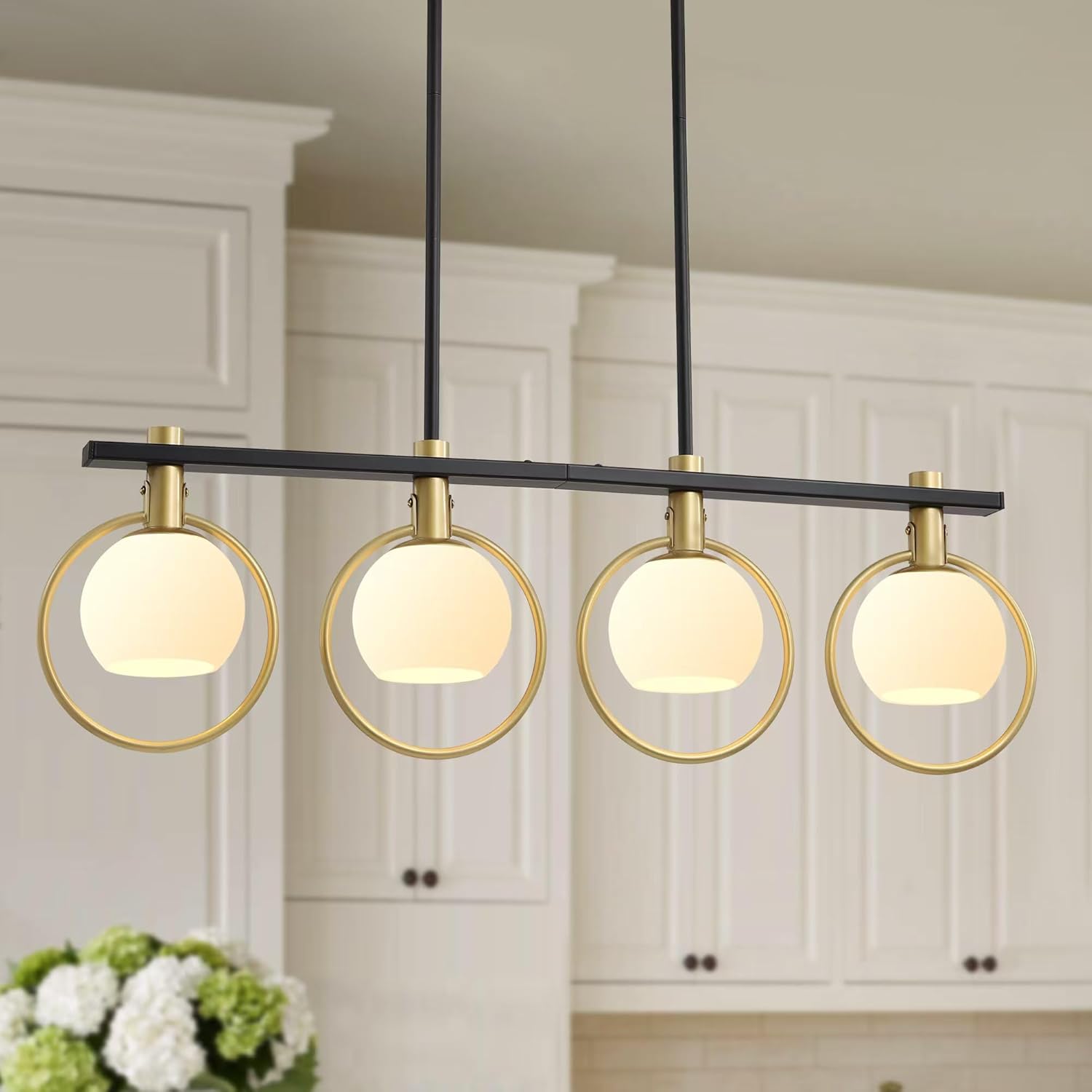 Gold Black 4-Light Kitchen Island Chandelier