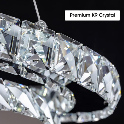 Modern Crystal LED Chandelier – 3-Ring Silver Pendant Light