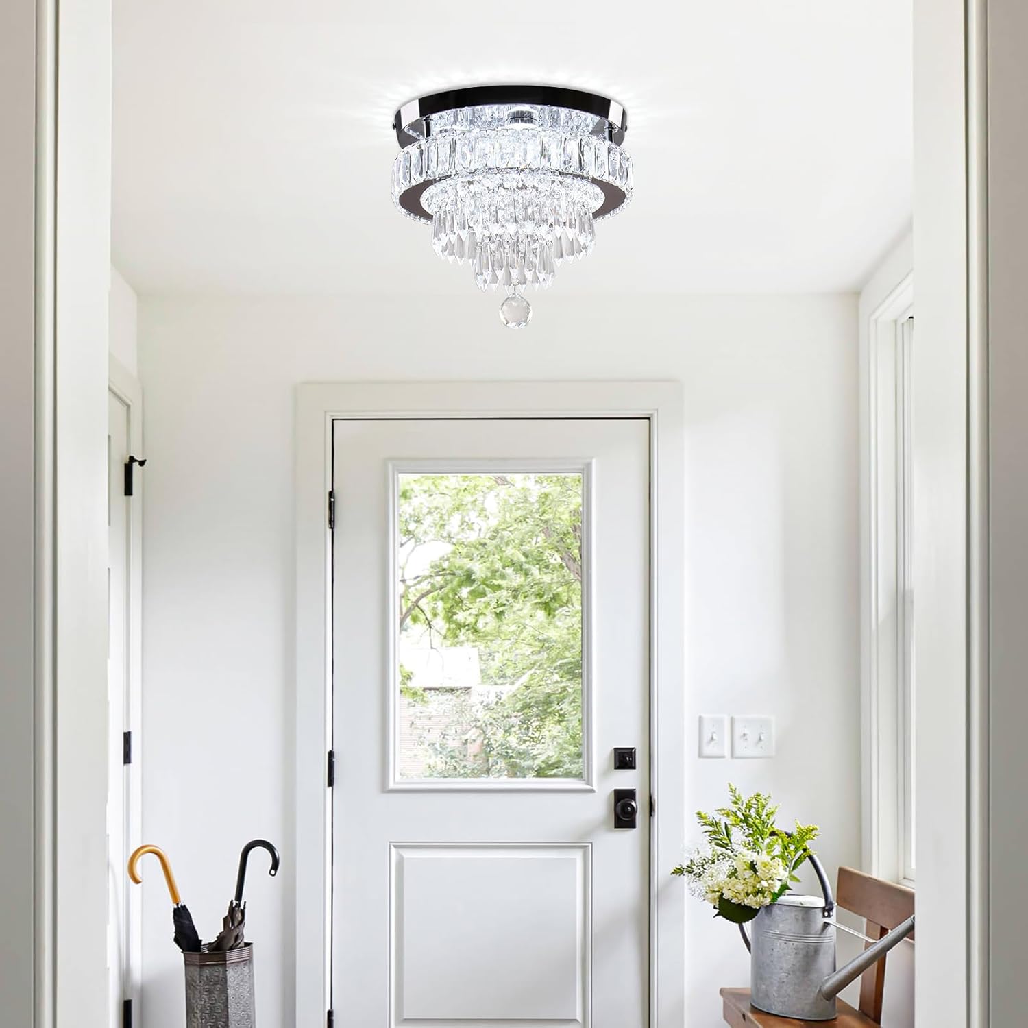 11.8" Modern LED Crystal Chandelier – Flush Mount with K9 Crystals