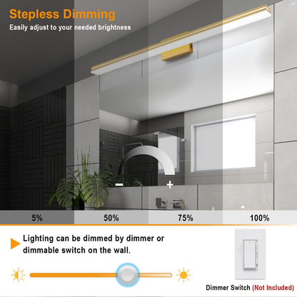 48" LED Gold Vanity Light – Dimmable & Modern