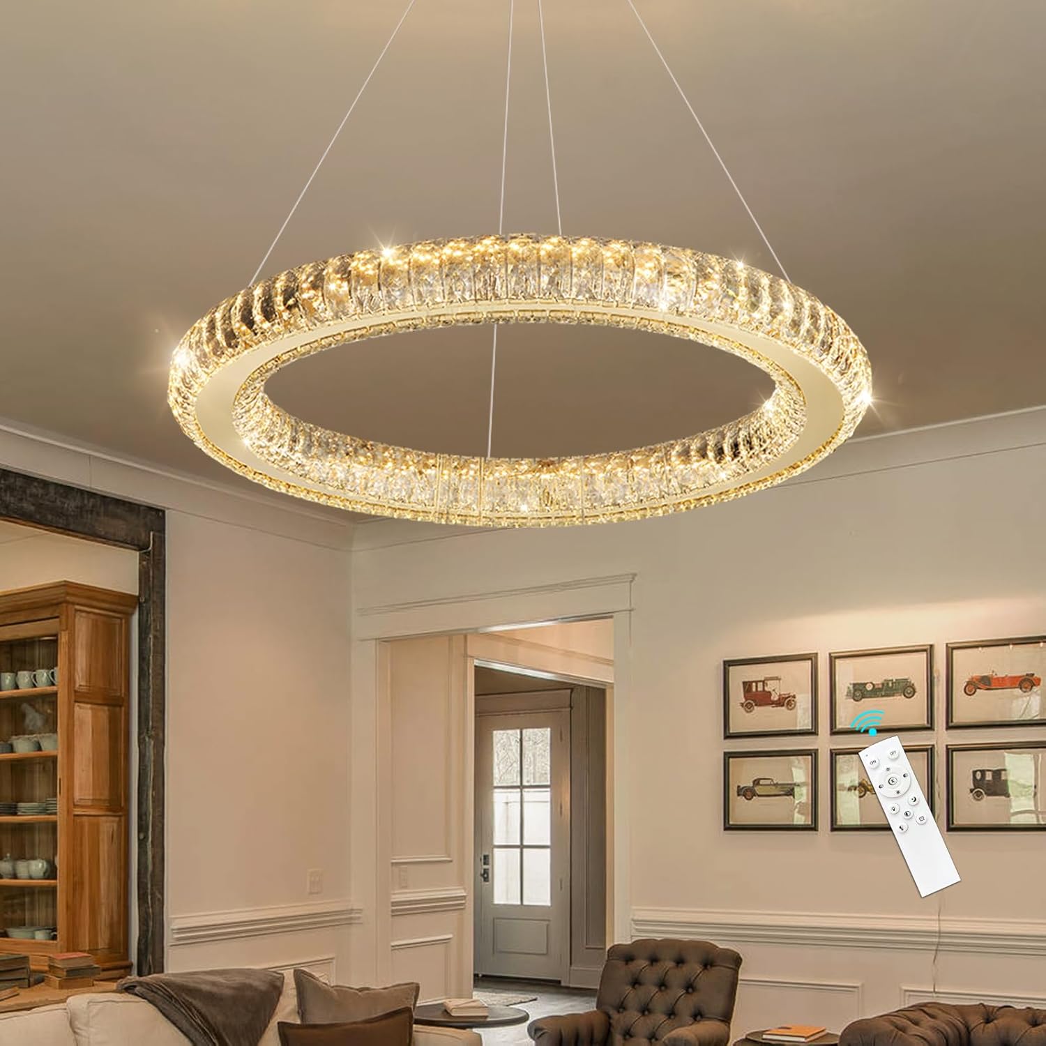 Modern 3-Ring Crystal LED Chandelier