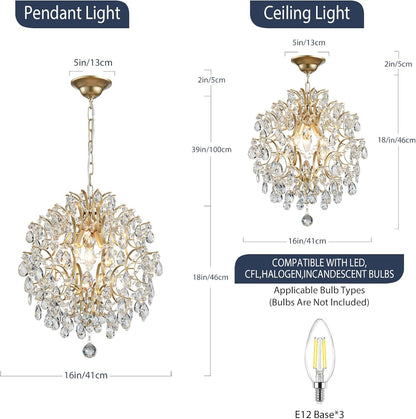 Modern Gold Pendant Chandelier – Crystal Raindrop Lighting