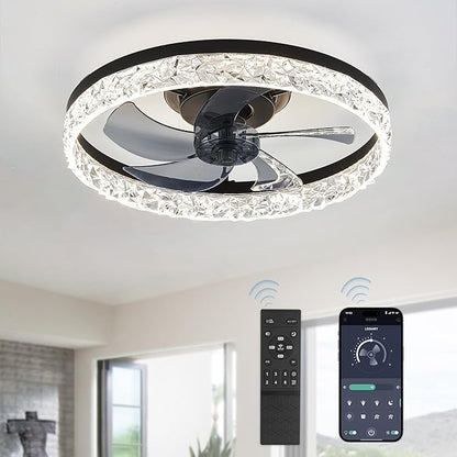 Modern Ceiling Fan with Dimmable Light and Remote
