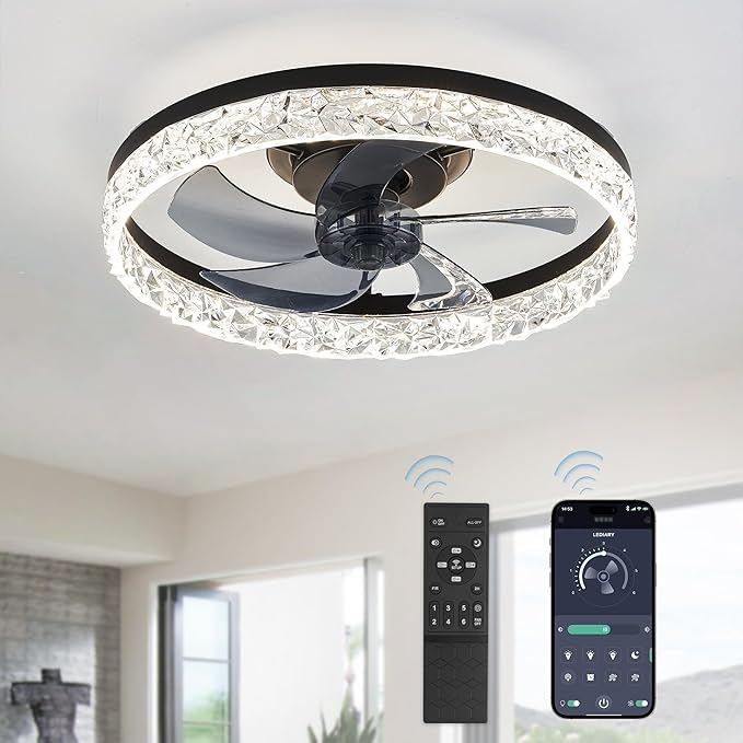Modern Ceiling Fan with Dimmable Light and Remote