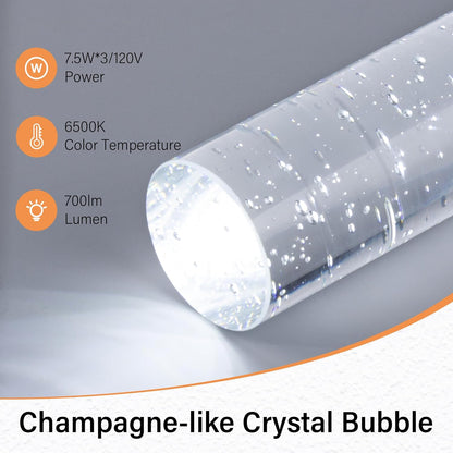 3-Pack Modern LED Pendant Lights – 6500K Crystal Bubble Design