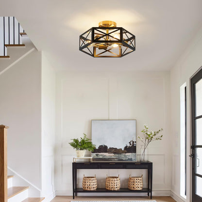 Modern 3-Light Black Gold Ceiling Fixture