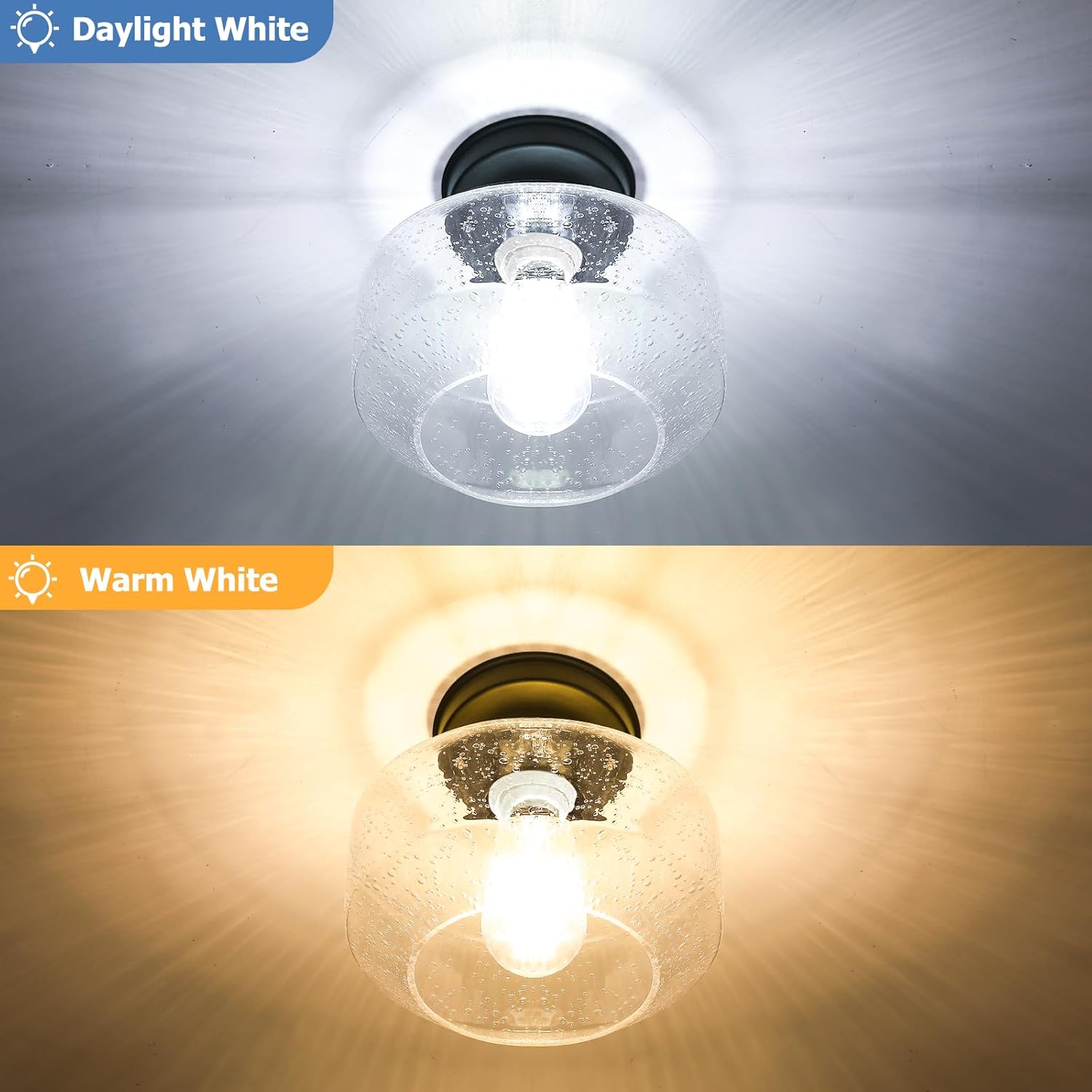 2-Pack Industrial Black Semi Flush Ceiling Lights