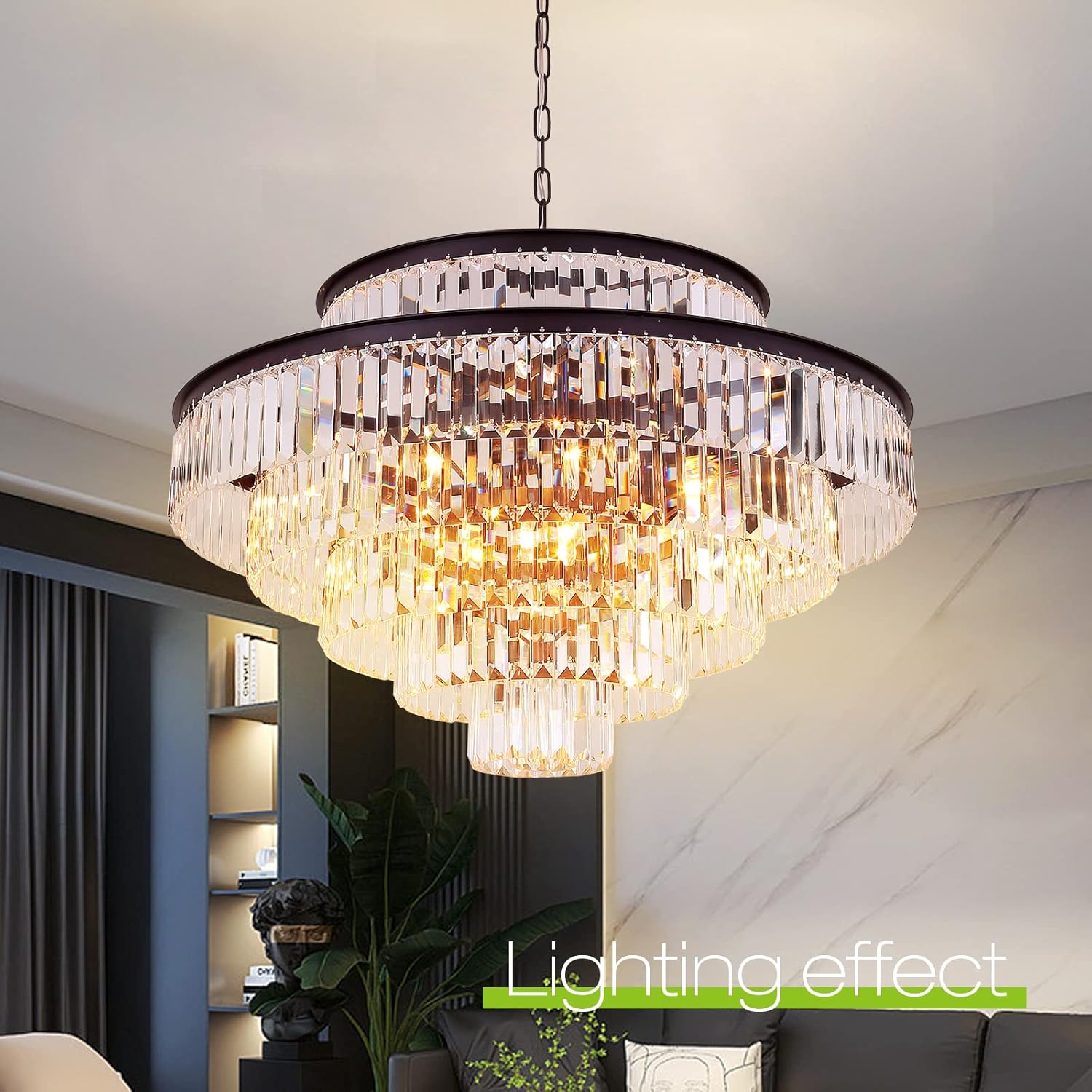 31" Oil Brown 6-Tier K9 Crystal Chandelier