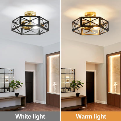 Modern 3-Light Black Gold Ceiling Fixture