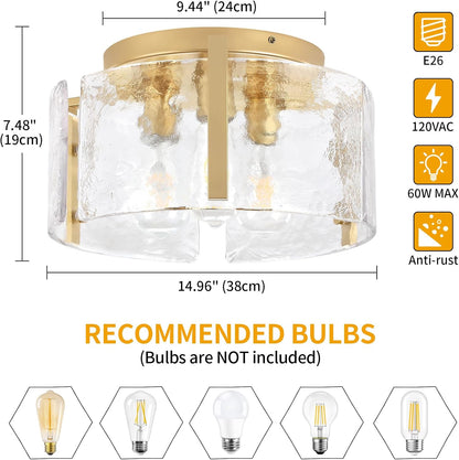 15" Gold Semi Flush Ceiling Light – 3-Light