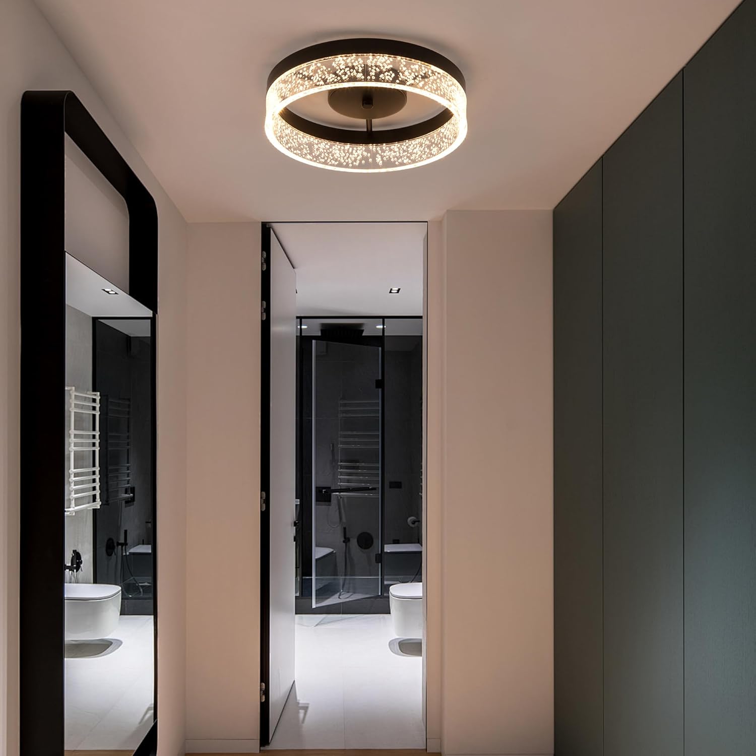 11.65" Modern Black LED Flush Mount Ceiling Light