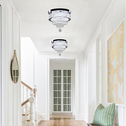 11.8" Modern LED Crystal Chandelier – Flush Mount with K9 Crystals