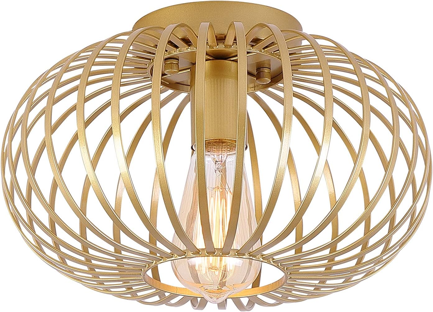 Modern Gold Cage Flush Mount Light