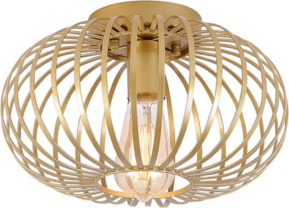 Modern Gold Cage Flush Mount Light