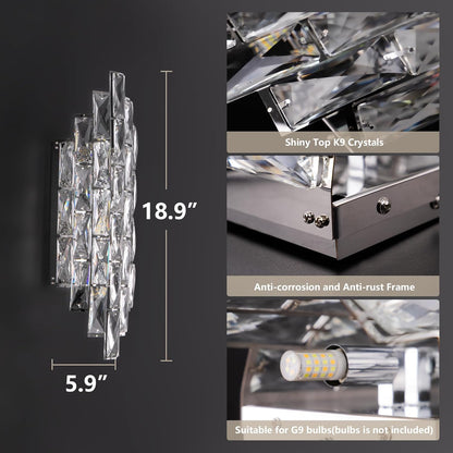 Modern Crystal Chrome Wall Sconce Light