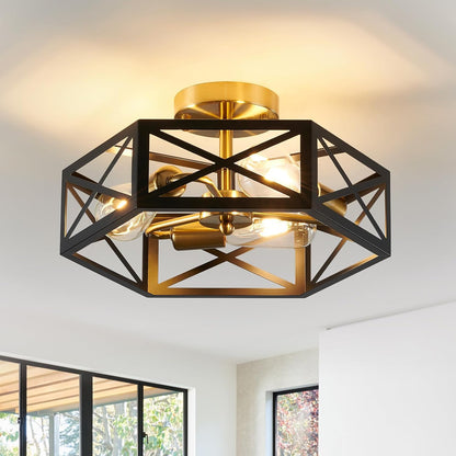Modern 3-Light Black Gold Ceiling Fixture