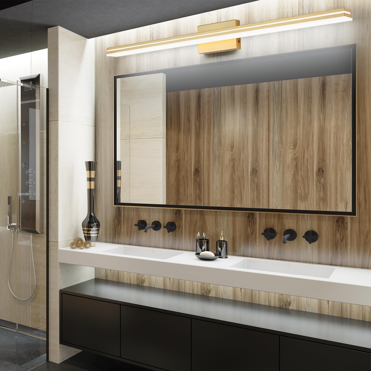 48" LED Gold Vanity Light – Dimmable & Modern
