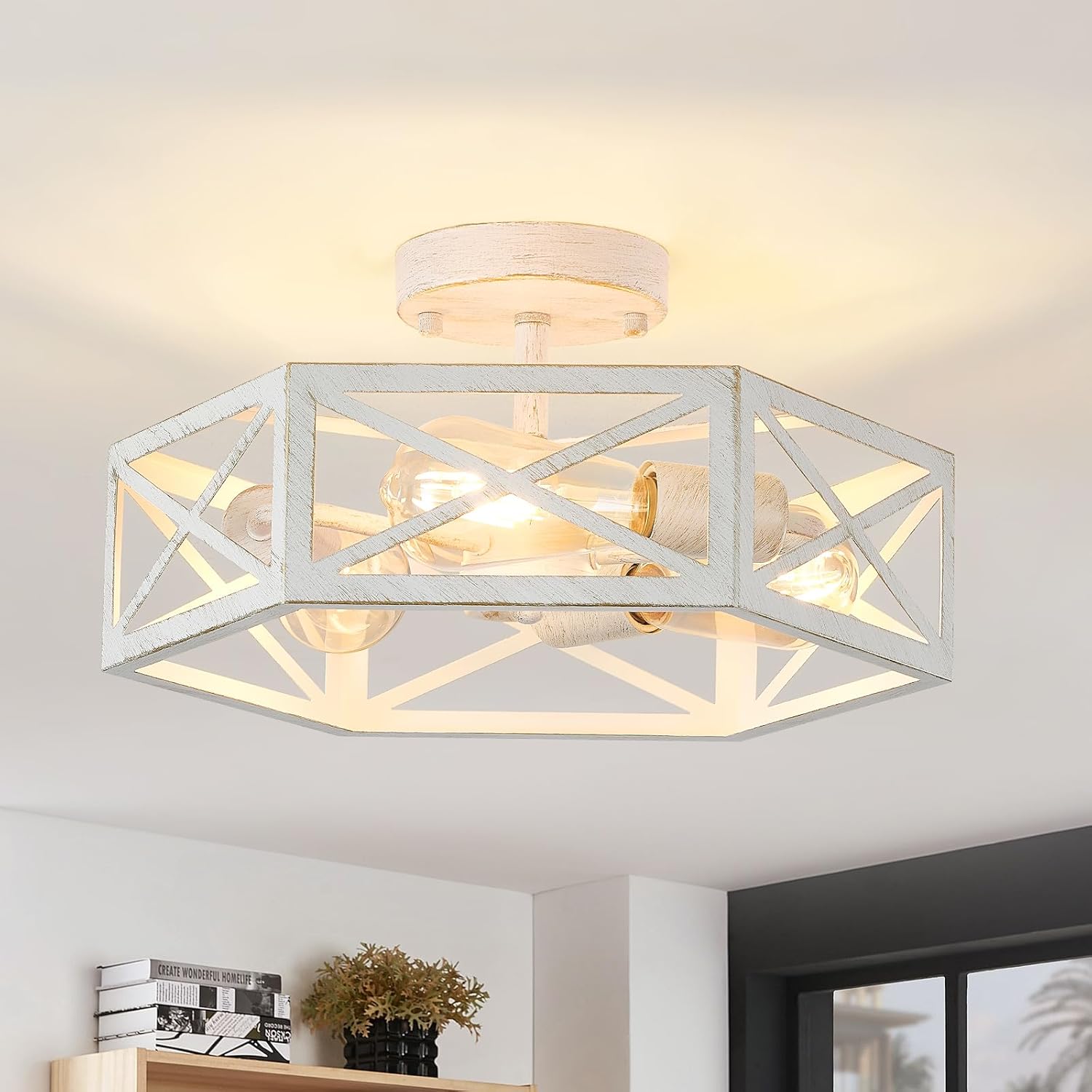 Modern 3-Light Black Gold Ceiling Fixture
