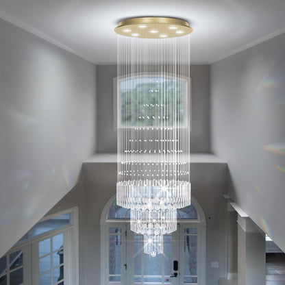 D24"×H86" Modern Raindrop Crystal Foyer Chandelier
