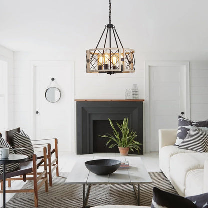 4-Light D19" Farmhouse Chandelier – Rustic Style