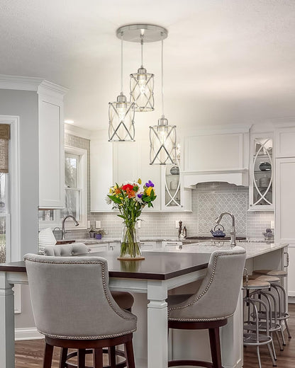 3-Light Brushed Nickel Pendant Chandelier
