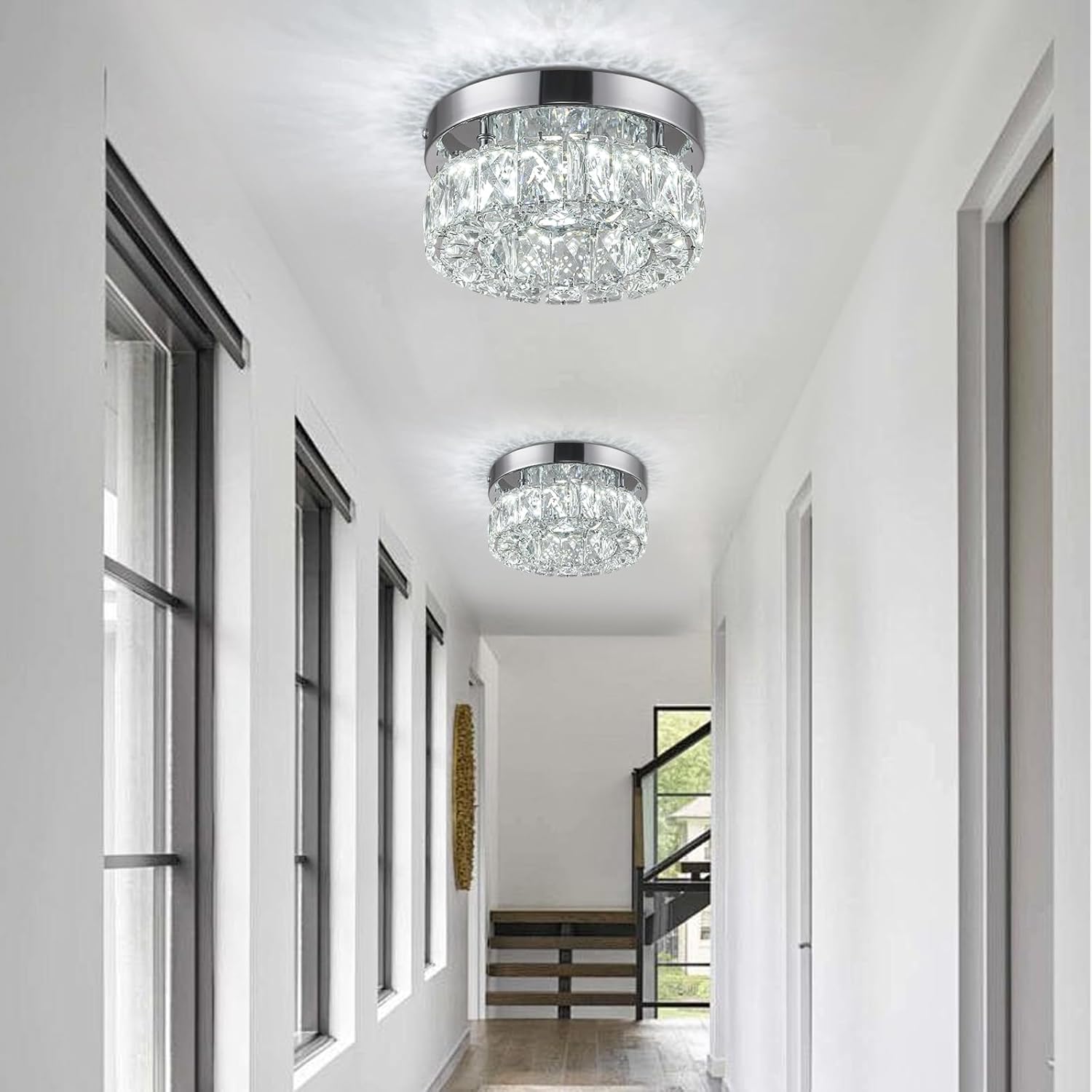 7.9" LED Crystal Flush Mount Light – 16W Cool White