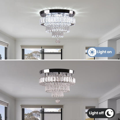 11.8" Modern LED Crystal Chandelier – Flush Mount with K9 Crystals