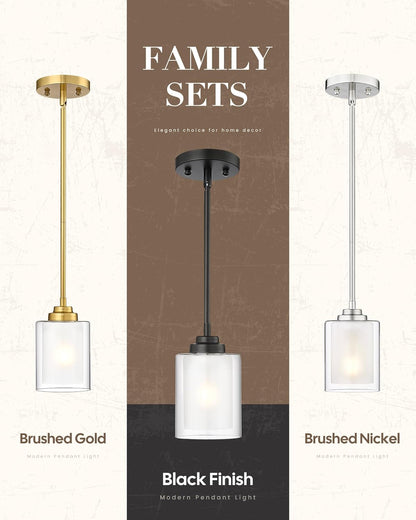 2-Pack Modern Matte Black Pendant Lights – TXPLBK02-2PK