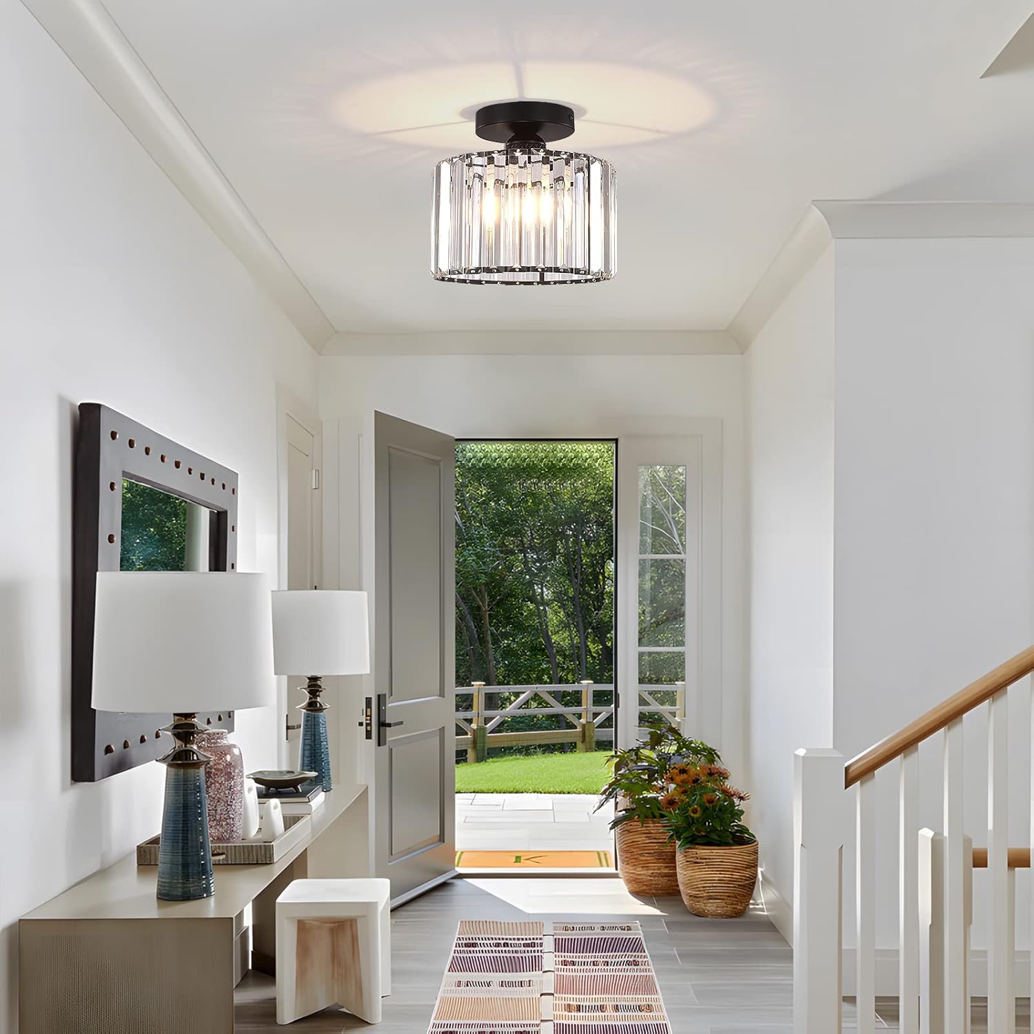 Black Crystal Ceiling Light – Semi Flush Mount