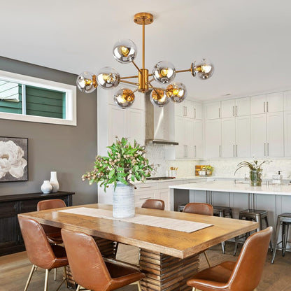 8-Light Gold Sputnik Chandelier – Glass Globes